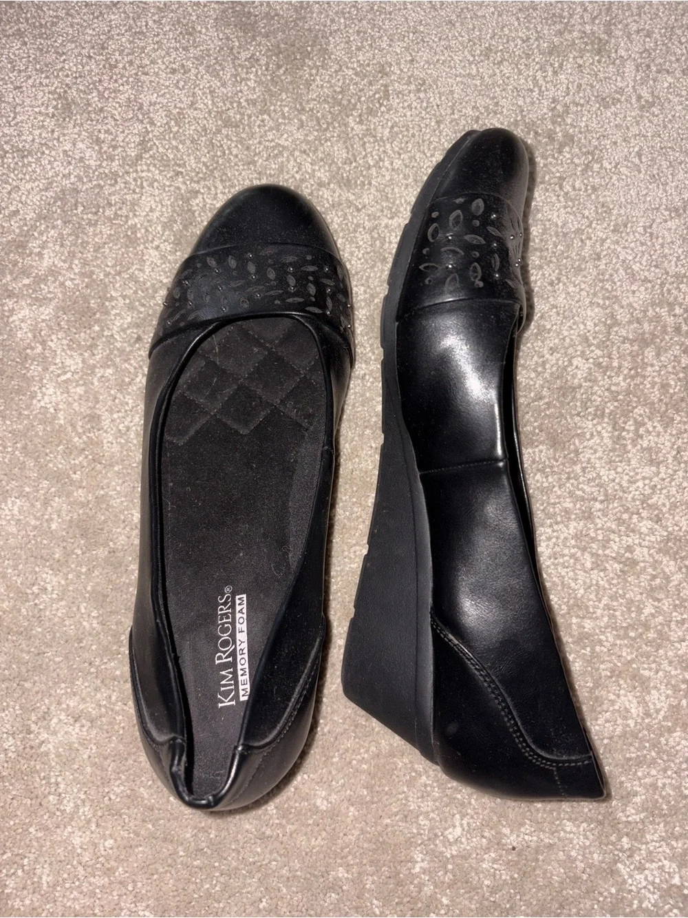 Kim Rogers Black Quilted Wedge Slip-On Flats